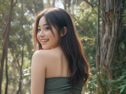 Looking back at the girl with the honey hip