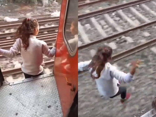 印度少女挑戰「跳火車」下秒慘摔 驚悚畫面曝