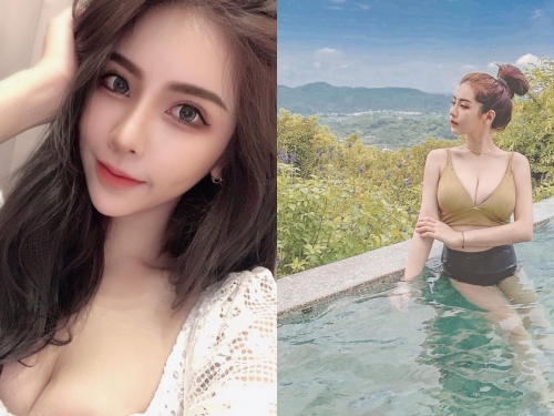 台中辣妹「菜菜」露天泳池大秀美胸，「雪白美肌＋窈宨曲線」上岸也超hot！