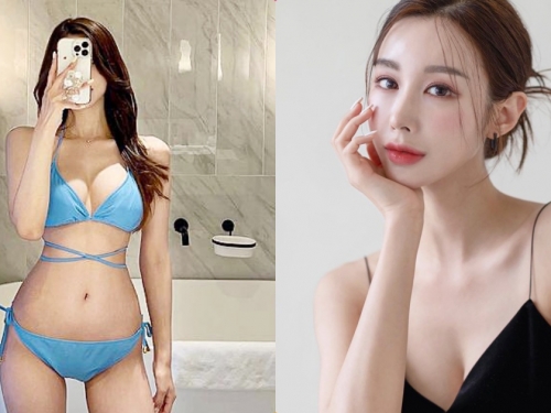 超適合穿水藍色的「火辣美乳妹」，浴室自拍「飽滿雙球」太養眼！