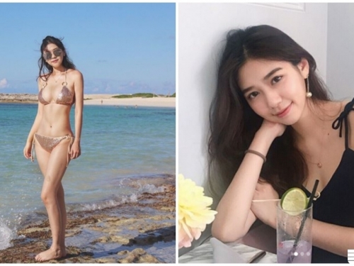 氣質正妹海邊展現「深V美乳」，隱乳系好身材讓人看暈了！