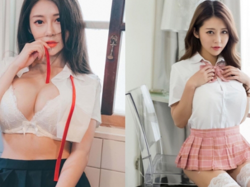 天使中的魔鬼！「安希Vicky」無害眼神超無辜，「核彈級巨乳」撐爆制服太震撼！
