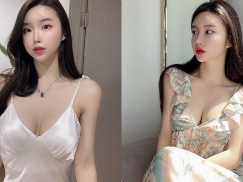網拍正妹示範「性感低胸小洋裝」，「飽滿的美胸曲線」好明顯！