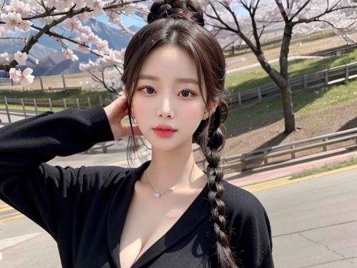 AI生成美女~Hiking in spring