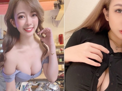 大眼美模「嵐芯語」G 級車頭燈太凶猛！上衣「釦子失守」蹦出超深事業線