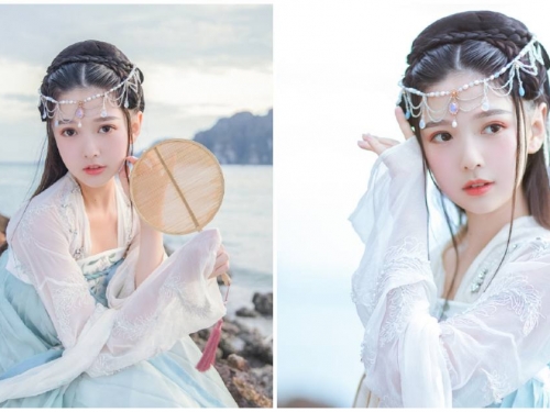 岸邊驚見「超仙氣絕美正妹」，鐘曼菲「精緻容顏」網直呼仙女下凡！