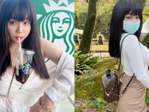 乳夾星巴克！巨乳小隻馬「小九九」喝咖啡不用手，卡事業線裡也超穩！