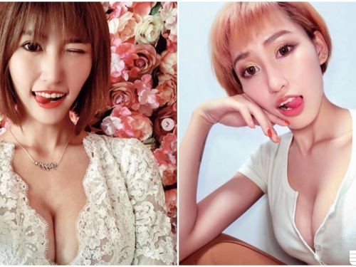 好犯規！惹火辣妹「胸前扣子全解開」，深長事業線立刻蹦出！