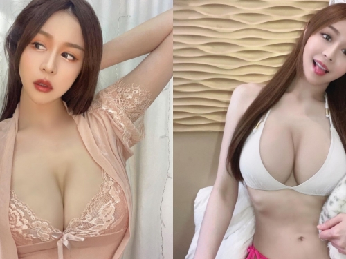 在家防疫也辣翻！「Lena 莉娜」粉紅睡袍露雪白豪乳，好想和她宅一起！