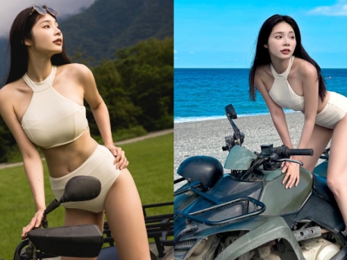 海陸通殺！陽光女神「凱西馬鈴薯」帥騎沙灘車，「美體大露腹肌」超養眼！