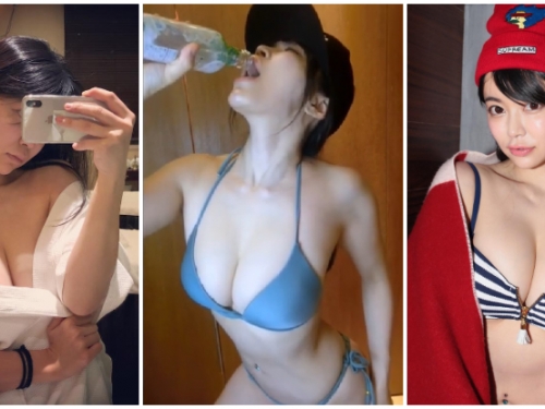 「巨乳正妹」超色氣喝水！乳浪深溝沒有極限，H奶狂野視角讓人目不轉睛！