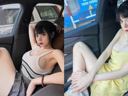車上也能拍性感穿搭照！越南正妹 Hanh Bich Tran 美腿、酥胸不藏私