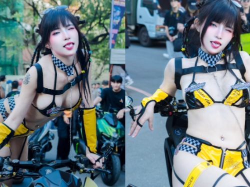 火辣小姊姊「小艾啾啾」腿跨重機，「媚氣挑逗」猛催幻想的油門！