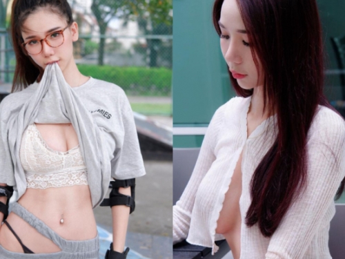 「傲奶清新妹」猖狂腰線超緊緻，側身還露「鮮嫩大乳球」！