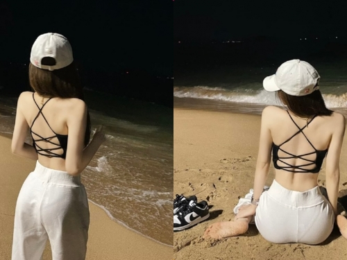 海邊發現「超誘惑露背裝辣妹」，「轉正面的高顏值」美暈網友！