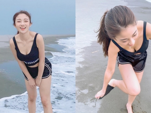 「海邊甜美正妹」原來是超可愛護理師！天菜顏值散發滿滿氣質