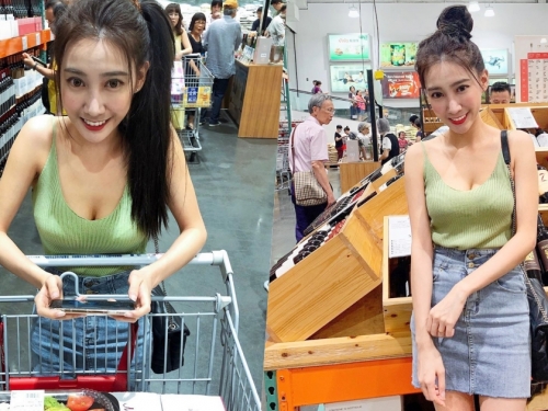好辣！好市多遇見「超天菜正妹空姐」，低胸背心下「曲線超誘惑」！