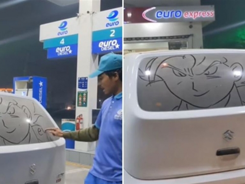 加油站員工太無聊 用客人車子灰塵畫畫 百萬人看成品傻：該跳槽了