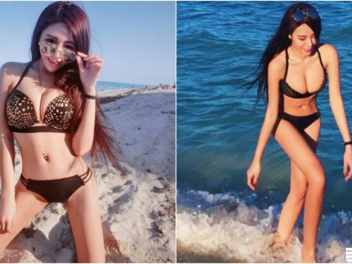 好調皮！海邊倒奶的「爆乳美人魚」！天氣再冷也要穿比基尼秀「性感曲線」啊！
