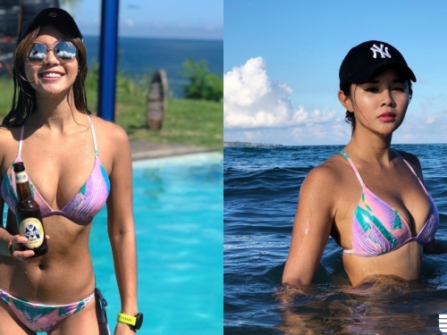 健身型網美「Passion」人如其名，超熱情的「火辣美乳」比基尼包不住和粉絲打招呼啦～