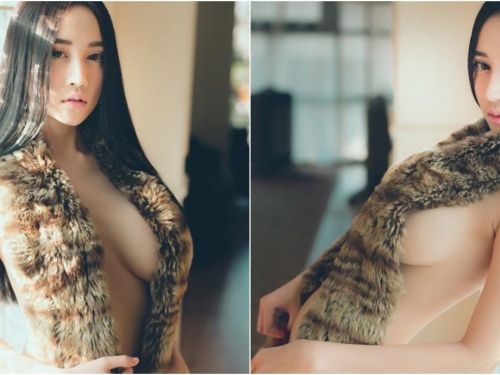 「皮草遮奶」新時尚！泰國正妹小兔脫衣大絕放出 「垂墜美乳」讓人看呆！