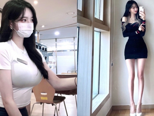光看就想買爆！「巨乳正妹女業務」Ｓ曲線超兇猛，翹臀美腿螞蟻腰都好犯規！