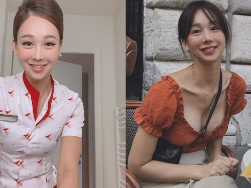 長相仙氣，身材卻超暴力！南韓氣質空姐美胸藏不住！「挺巨乳」在世界各地留下美麗身影