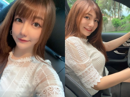 好兇猛的女司機！「Yukina優熙」黑窄裙開車秀美腿，還自備34F安全氣囊！