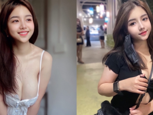 強大乳力！「猛版陳妍希」外出藏不住，背帶深卡「邪惡巨乳」超養眼！