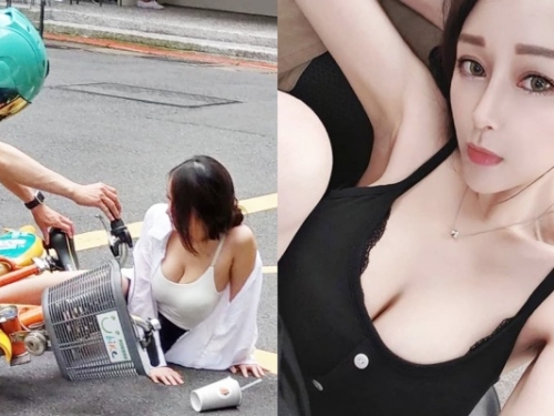 一跌成名！Ubike 摔車妹找到了！F 杯美胸超吸睛...自爆過去竟是近百公斤胖妹
