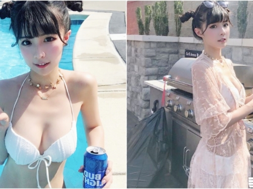 海邊BBQ捕捉野生「白嫩奶妹」！甜美清純「白色比基尼」太可愛！渾圓美乳看不膩！