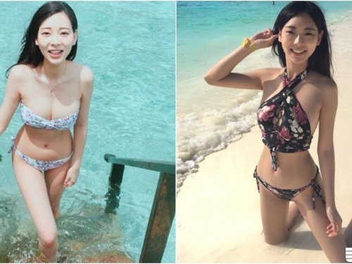 海水好清澈！「雪白大奶妹」度假美照超清新！「白嫩美乳」浮出海面快受不了！
