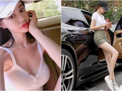 車邊出現「大奶長腿妹」等人！前凸後翹S型曲線太吸睛！近看「渾圓美乳」也好兇啊！