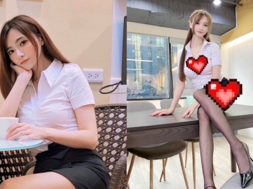 比例超優越！長腿美模「心玥」扮黑絲俏秘書　甜問：老闆，今天有什麼吩咐嗎？