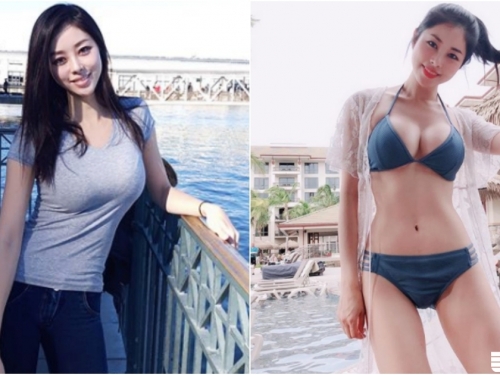 「巨奶蜂腰」極品妹子街頭出沒！衣服都包不住的好身材！「渾圓美乳」形狀好凸出啊！