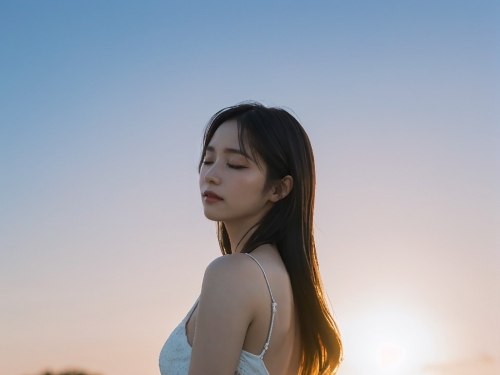 Photoshoot in Reed Field at Sunset
