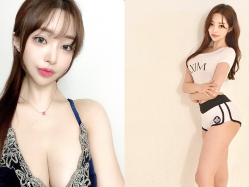「爆乳裝正妹」胸前車頭燈好大，「背後的緊實翹臀」也超誘惑！