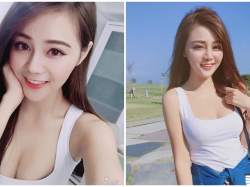 甜美正妹暗藏「火辣兇器」，無辜大眼盯著你看，「雪白美乳」讓人好受不了！