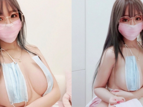 巨乳正妹「邱默默」防疫大作戰　口罩再利用做成比基尼也罩不住