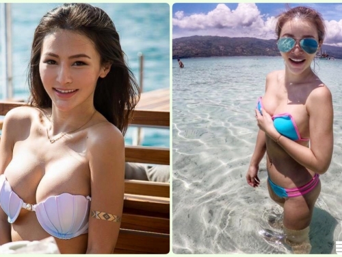 海邊白皙正妹「胸猛乳量」美乳都快滑出來！超邪惡畫面讓人受不了啊…