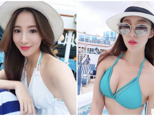 正妹比基尼美乳辣暈了！「傲人胸型」深溝好兇猛！