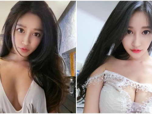 惹火妹子「中路大開」！胸前「深溝雪乳」大到要溢出了！
