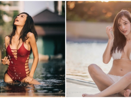 性感的水乳交融！泰國「美乳正妹」穿上深紅色比基尼，最狂爆乳畫面！