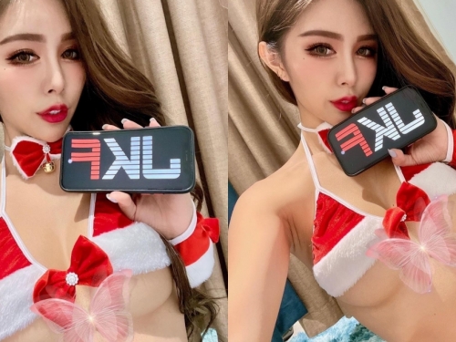 超兇猛聖誕女郎高萱kimmy「南半球露出」！小巧布料包不住「雪白圓乳」！