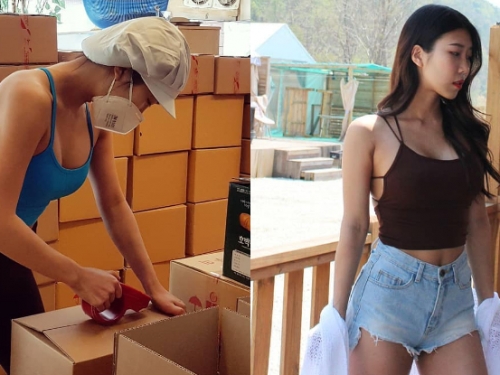 「爆乳女工」只穿細肩帶　挺大奶彎腰開工差點掉出來！葫蘆形身段好性感！