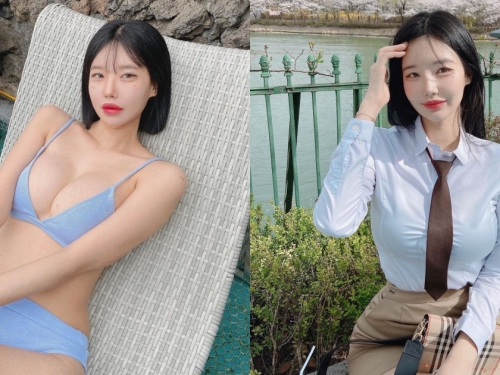 制服正妹私下其實是「火辣風格」，「誘惑的比基尼線條」太迷人！