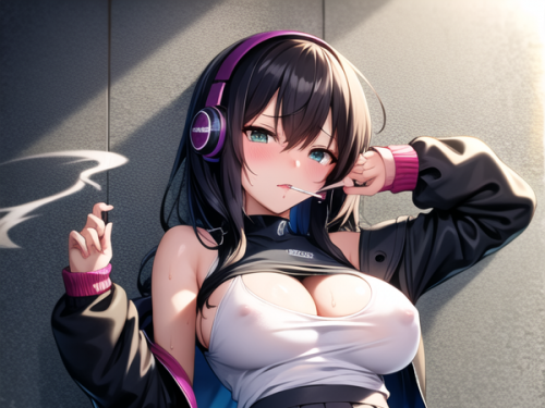 [AI Illustrated Erotic Portrait] Street Fashion Girl in the Roadside