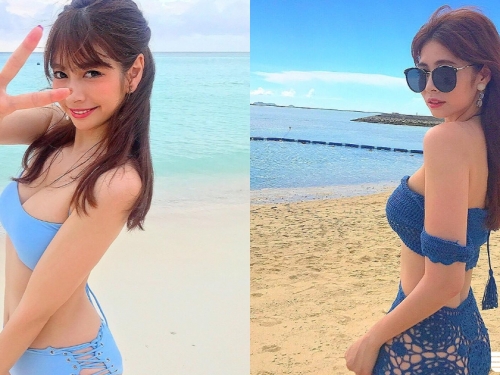 真的是空的！甜美鄰家正妹竟穿「簍空泳褲」賣弄性感，反差讓人意外！