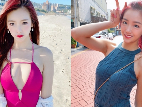 啦啦隊女孩身材94讚！「桃紅爆乳泳衣」抓住你的心，在球場上更要用力揮棒啦！