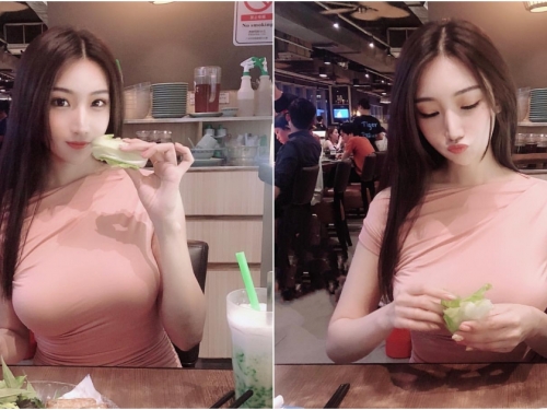 好飽滿！網友熱議「餐廳超胸正妹」終於找到了 誘人的視角真的好養眼啊